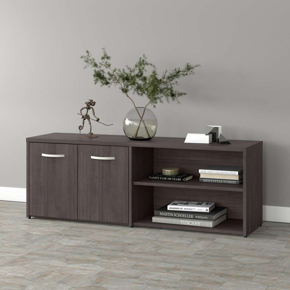 Bush Furniture - Studio A Low Storage Cabinet with Doors and Shelves in Storm Gray - SDS160SG-Z veiw 2