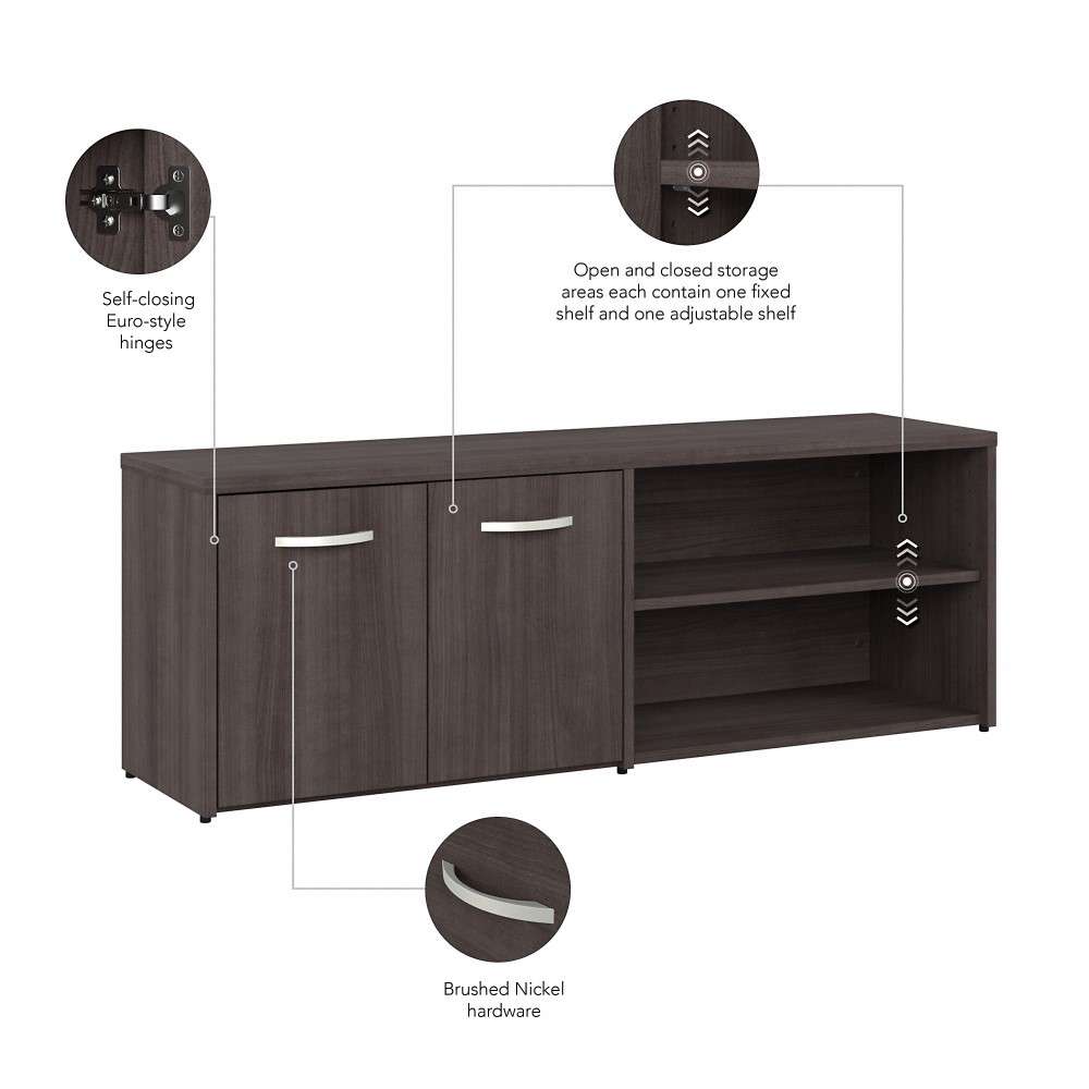 Bush Furniture - Studio A Low Storage Cabinet with Doors and Shelves in Storm Gray - SDS160SG-Z veiw 4