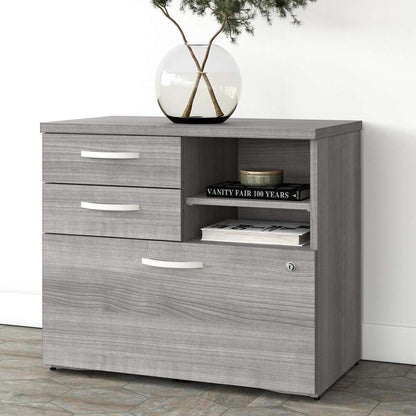 Bush Furniture - Studio A Office Storage Cabinet with Drawers and Shelves in Platinum Gray - SDF130PGSU-Z veiw 2