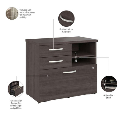 Bush Furniture - Studio A Office Storage Cabinet with Drawers and Shelves in Storm Gray - SDF130SGSU-Z veiw 3