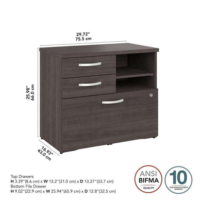 Bush Furniture - Studio A Office Storage Cabinet with Drawers and Shelves in Storm Gray - SDF130SGSU-Z veiw 5
