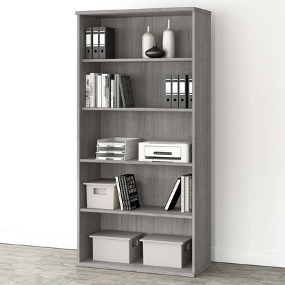 Bush Furniture - Studio A Tall 5 Shelf Bookcase in Platinum Gray - SDB7236PG-Z veiw 2