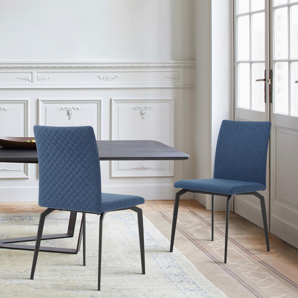 Armen Living - Lyon Blue Fabric and Metal Dining Room Chairs (Set of 2) - LCLYSIBLUE veiw 7