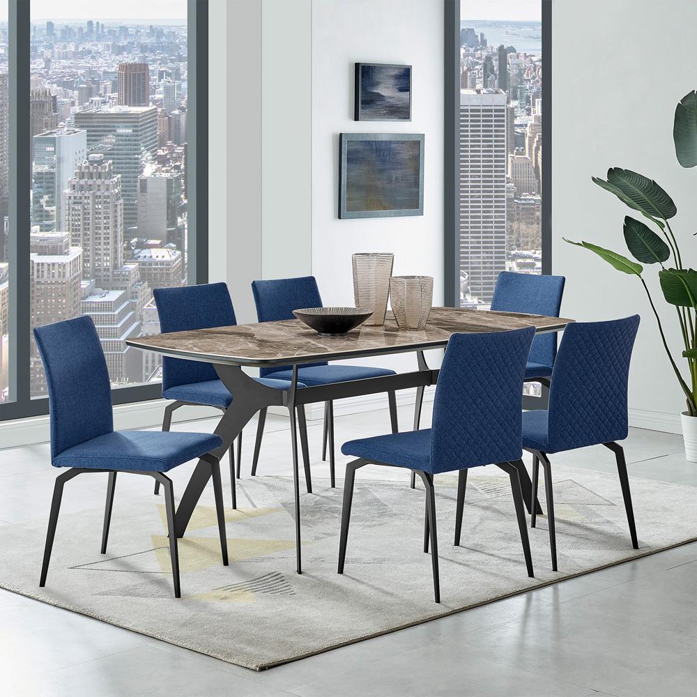 Armen Living - Lyon Blue Fabric and Metal Dining Room Chairs (Set of 2) - LCLYSIBLUE veiw 8