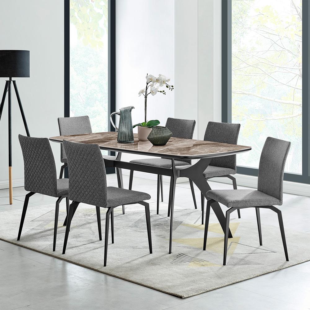 Armen Living - Lyon Gray Fabric and Metal Dining Room Chairs (Set of 2) - LCLYSIGREY veiw 6