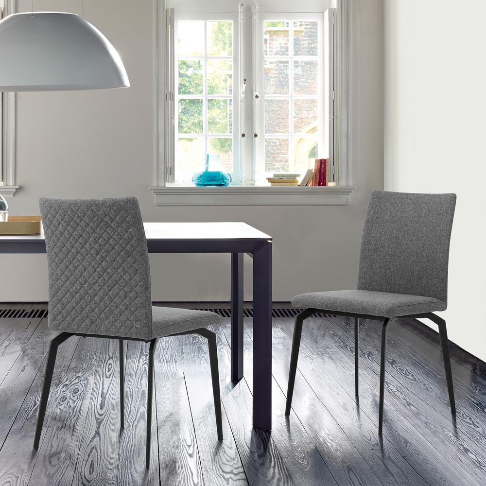 Armen Living - Lyon Gray Fabric and Metal Dining Room Chairs (Set of 2) - LCLYSIGREY veiw 7