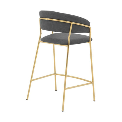 Armen Living - Nara 26in Gray Faux Leather and Metal Counter Height Barstool with Gold Frame - LCNRBAGLGRY26 veiw 3