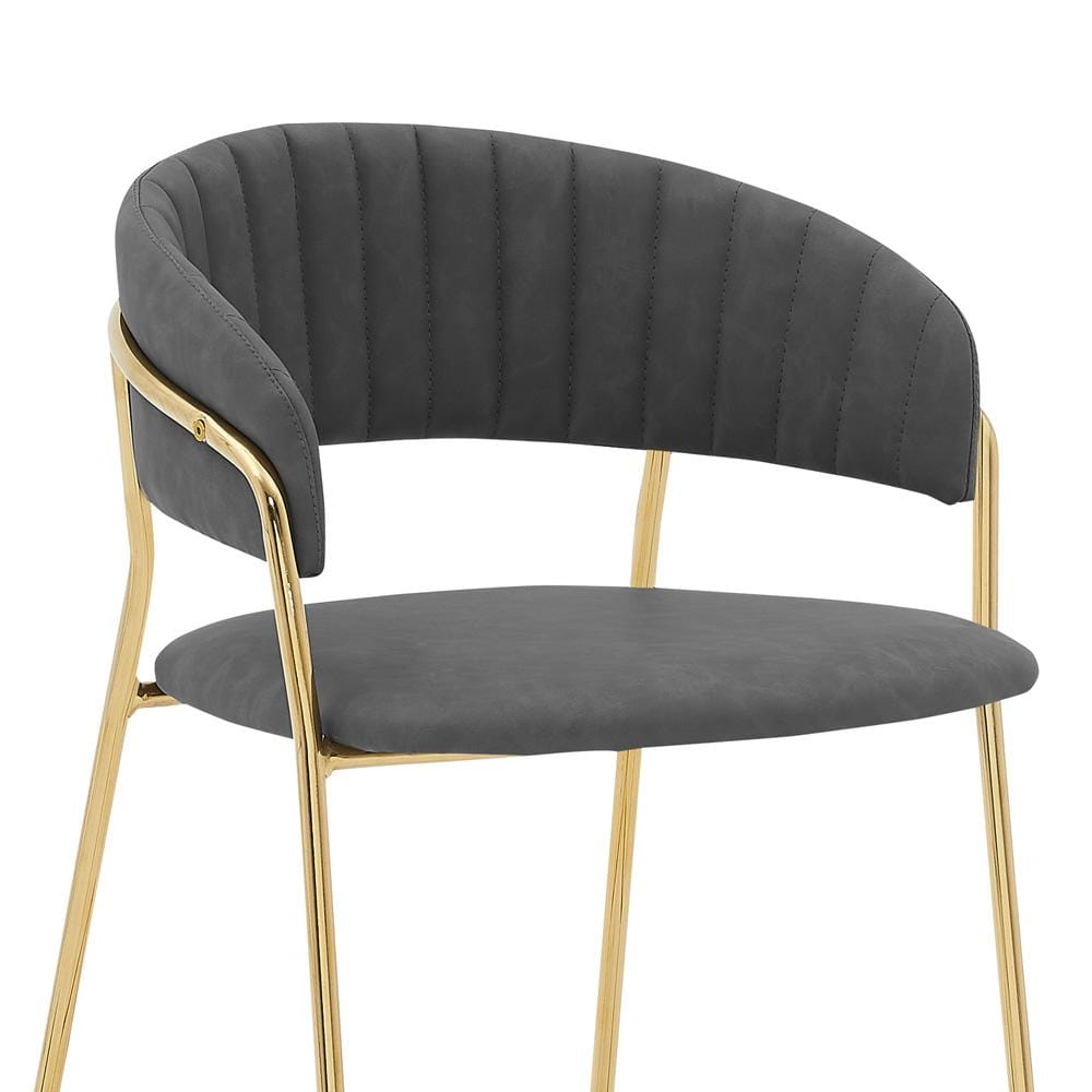 Armen Living - Nara 26in Gray Faux Leather and Metal Counter Height Barstool with Gold Frame - LCNRBAGLGRY26 veiw 4