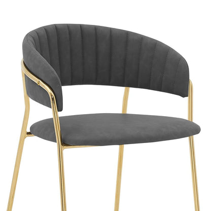 Armen Living - Nara 26in Gray Faux Leather and Metal Counter Height Barstool with Gold Frame - LCNRBAGLGRY26 veiw 4