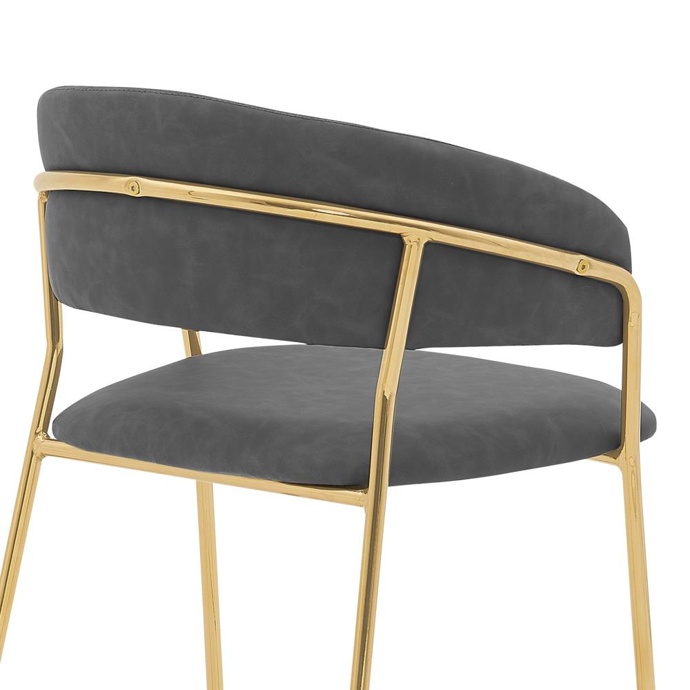 Armen Living - Nara 26in Gray Faux Leather and Metal Counter Height Barstool with Gold Frame - LCNRBAGLGRY26 veiw 5
