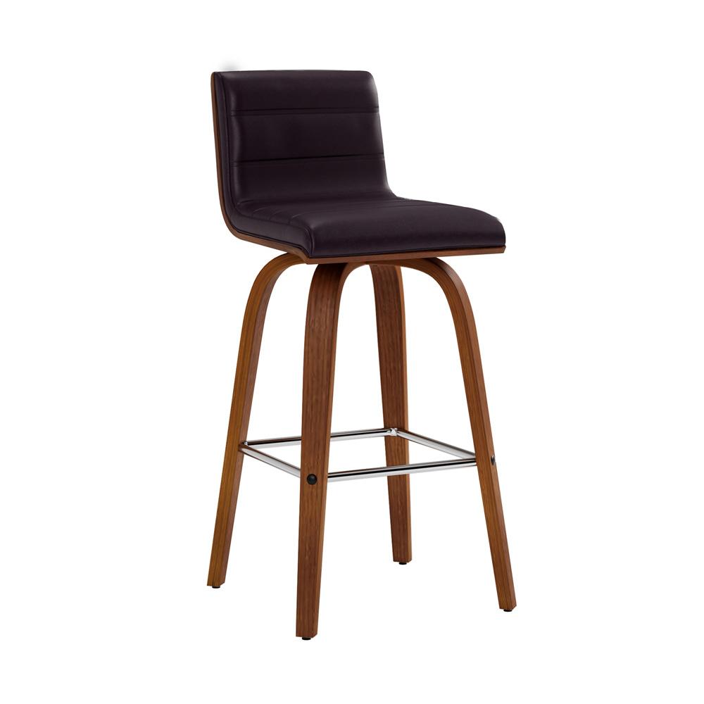 Armen Living - Vienna 26in Counter Height Swivel Brown Faux Leather and Walnut Wood Bar Stool - LCVIBABRWA26 veiw 1