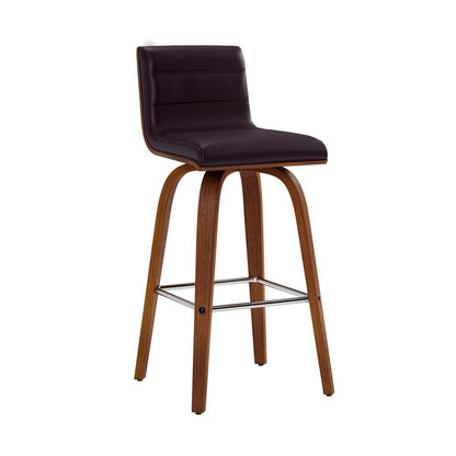 Armen Living - Vienna 26in Counter Height Swivel Brown Faux Leather and Walnut Wood Bar Stool - LCVIBABRWA26 veiw 1