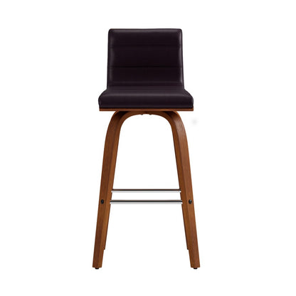 Armen Living - Vienna 26in Counter Height Swivel Brown Faux Leather and Walnut Wood Bar Stool - LCVIBABRWA26 veiw 3