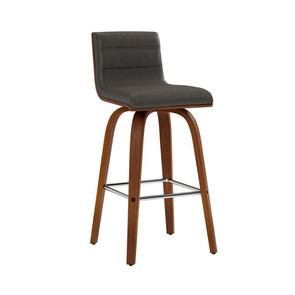 Armen Living - Vienna 26in Counter Height Swivel Grey Faux Leather and Walnut Wood Bar Stool - LCVIBAGRWA26 veiw 1