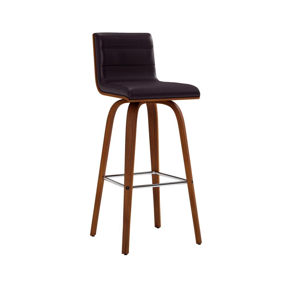 Armen Living - Vienna 30in Bar Height Swivel Brown Faux Leather and Walnut Wood Bar Stool - LCVIBABRWA30 veiw 1