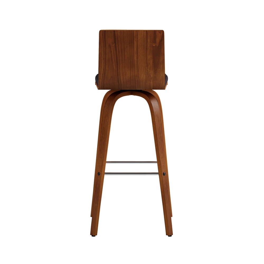 Armen Living - Vienna 30in Bar Height Swivel Brown Faux Leather and Walnut Wood Bar Stool - LCVIBABRWA30 veiw 2