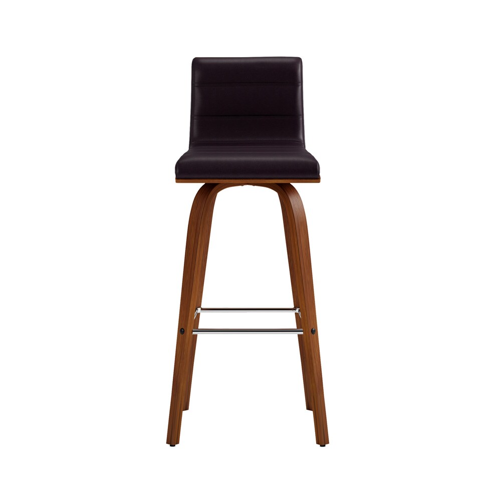 Armen Living - Vienna 30in Bar Height Swivel Brown Faux Leather and Walnut Wood Bar Stool - LCVIBABRWA30 veiw 3