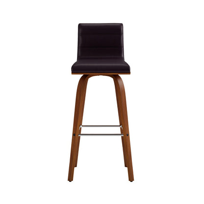 Armen Living - Vienna 30in Bar Height Swivel Brown Faux Leather and Walnut Wood Bar Stool - LCVIBABRWA30 veiw 3