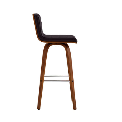 Armen Living - Vienna 30in Bar Height Swivel Brown Faux Leather and Walnut Wood Bar Stool - LCVIBABRWA30 veiw 4