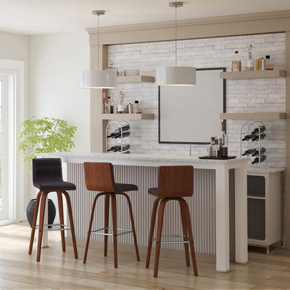 Armen Living - Vienna 30in Bar Height Swivel Brown Faux Leather and Walnut Wood Bar Stool - LCVIBABRWA30 veiw 7