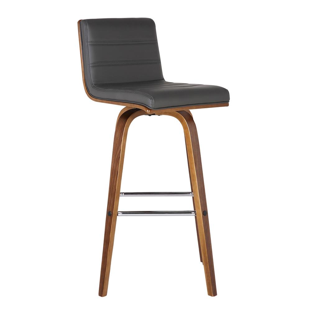 Armen Living - Vienna 30in Bar Height Swivel Grey Faux Leather and Walnut Wood Bar Stool - LCVIBAGRWA30 veiw 1