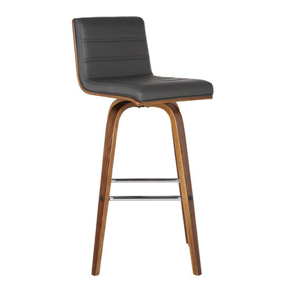 Armen Living - Vienna 30in Bar Height Swivel Grey Faux Leather and Walnut Wood Bar Stool - LCVIBAGRWA30 veiw 1