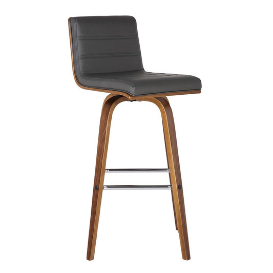 Armen Living - Vienna 30in Bar Height Swivel Grey Faux Leather and Walnut Wood Bar Stool - LCVIBAGRWA30 veiw 1