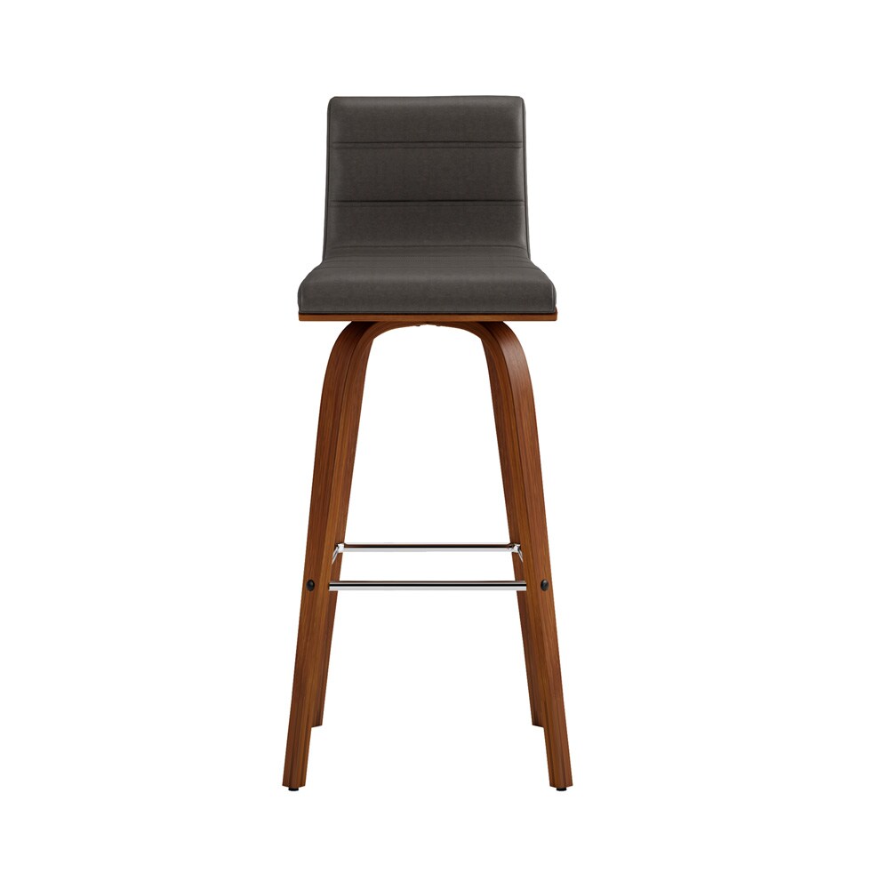 Armen Living - Vienna 30in Bar Height Swivel Grey Faux Leather and Walnut Wood Bar Stool - LCVIBAGRWA30 veiw 3