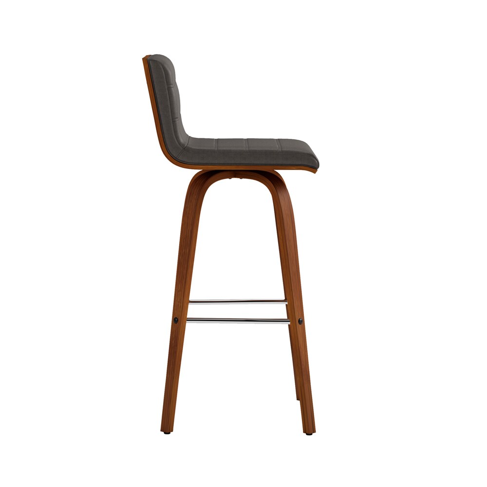Armen Living - Vienna 30in Bar Height Swivel Grey Faux Leather and Walnut Wood Bar Stool - LCVIBAGRWA30 veiw 4