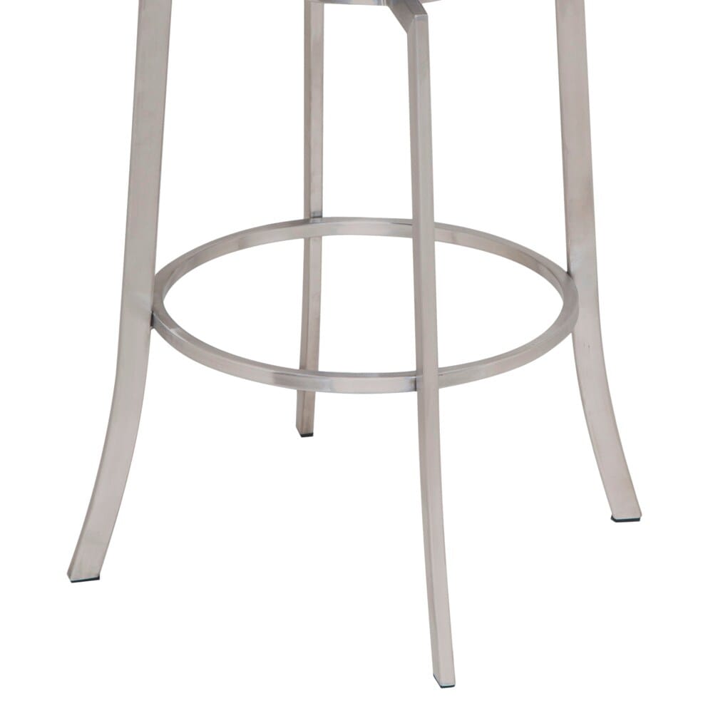 Armen Living - Viper 30in Bar Height Swivel Grey Faux Leather and Brushed Stainless Steel Bar Stool - LCVI30BAGR veiw 3