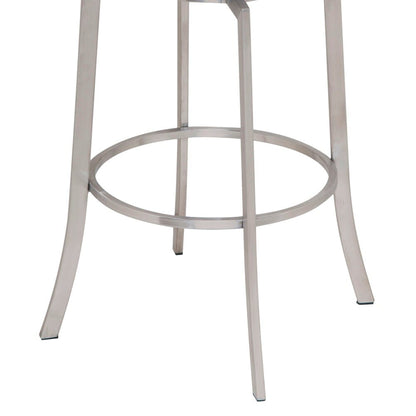 Armen Living - Viper 30in Bar Height Swivel Grey Faux Leather and Brushed Stainless Steel Bar Stool - LCVI30BAGR veiw 3