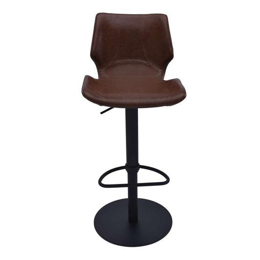 Armen Living - Zuma Adjustable Swivel Metal Barstool in Vintage Coffee Faux Leather and Black Metal Finish - LCZUBAVCBL veiw 2