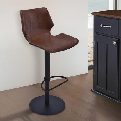 Armen Living - Zuma Adjustable Swivel Metal Barstool in Vintage Coffee Faux Leather and Black Metal Finish - LCZUBAVCBL veiw 5