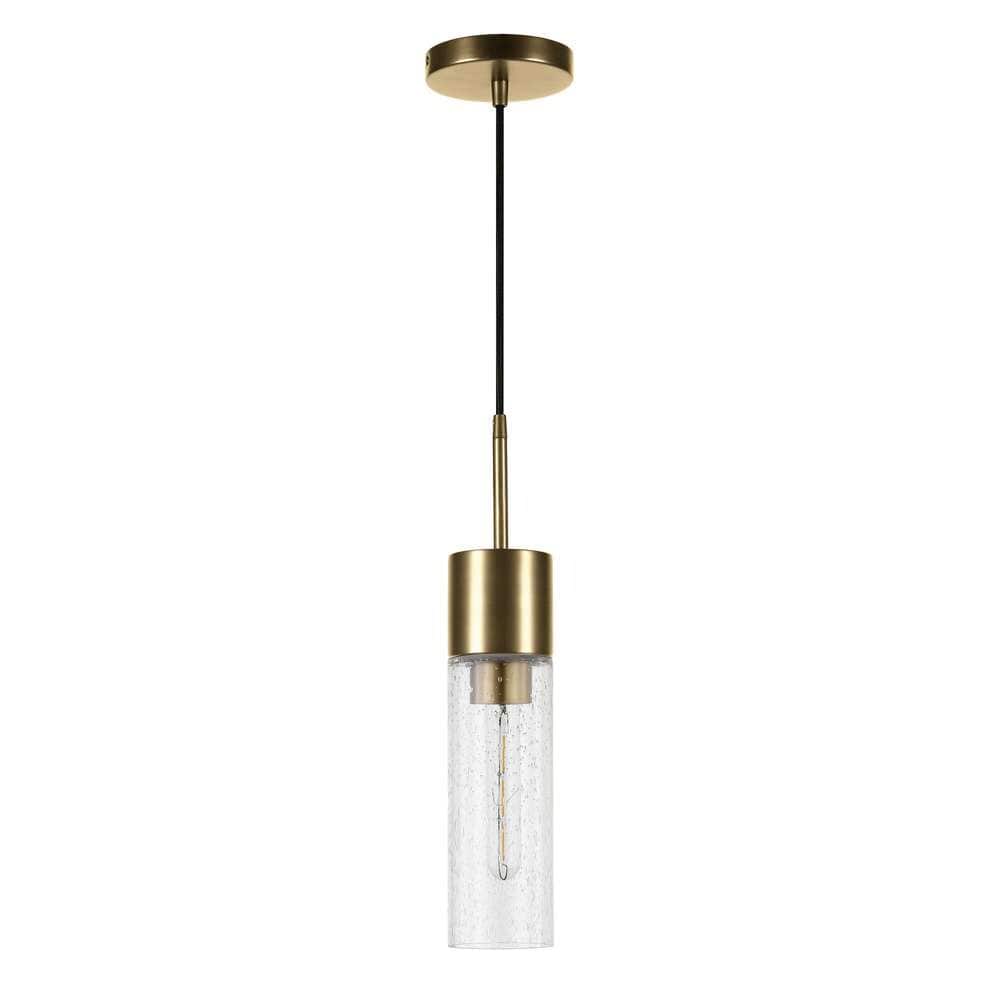 Hudson & Canal - Lance 3.5in Wide Pendant with Glass Shade in Brass/Seeded - PD0583 veiw 1