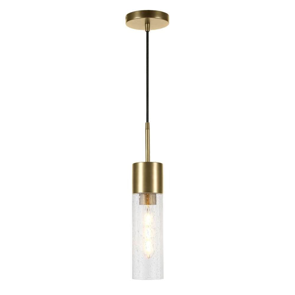 Hudson & Canal - Lance 3.5in Wide Pendant with Glass Shade in Brass/Seeded - PD0583 veiw 3