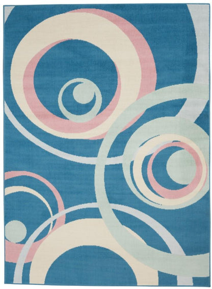 Nourison - Grafix GRF21 Blue and Pink 39in x 59in Mid-century Area Rug - GRF21-99446481726_CLOSEOUT veiw 1