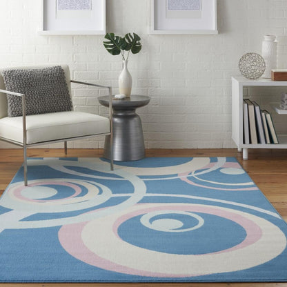 Nourison - Grafix GRF21 Blue and Pink 39in x 59in Mid-century Area Rug - GRF21-99446481726_CLOSEOUT veiw 2