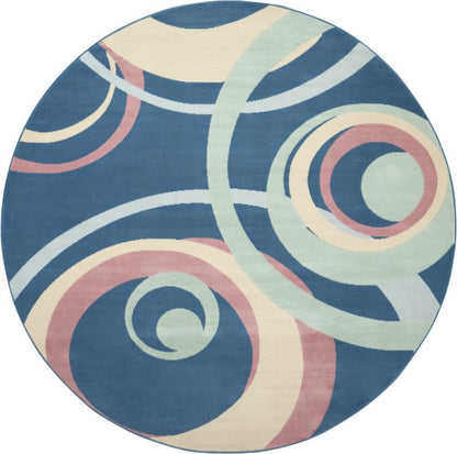 Nourison - Grafix GRF21 Blue and Pink 8 x Round Large Rug - GRF21-99446481795_CLOSEOUT veiw 1
