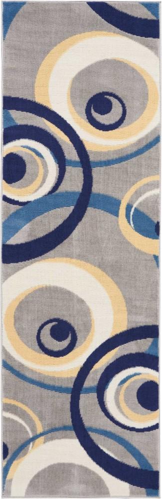 Nourison - Grafix GRF21 Bone and Blue 23in x 76in Hallway Rug - GRF21-99446412041 veiw 1