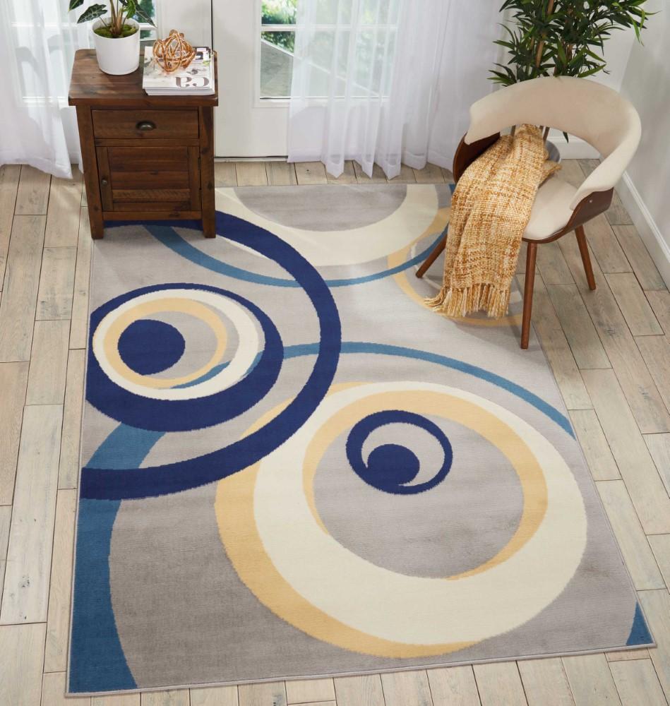 Nourison - Grafix GRF21 Bone and Blue 53in x 73in Area Rug - GRF21-99446412065 veiw 2