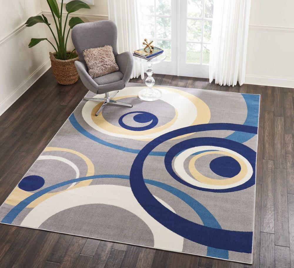 Nourison - Grafix GRF21 Bone and Blue 710in x 910in Large Rug - GRF21-99446412072 veiw 2