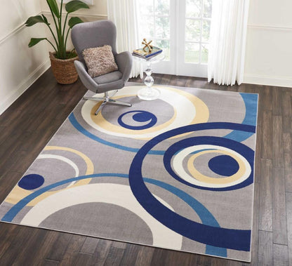 Nourison - Grafix GRF21 Bone and Blue 710in x 910in Large Rug - GRF21-99446412072 veiw 2