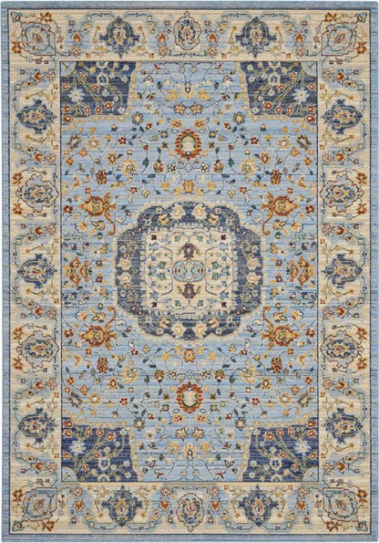 Nourison - Majestic 56in x 8 Light Blue Multicolor Persian Area Rug - MST03-99446713414_CLOSEOUT veiw 1