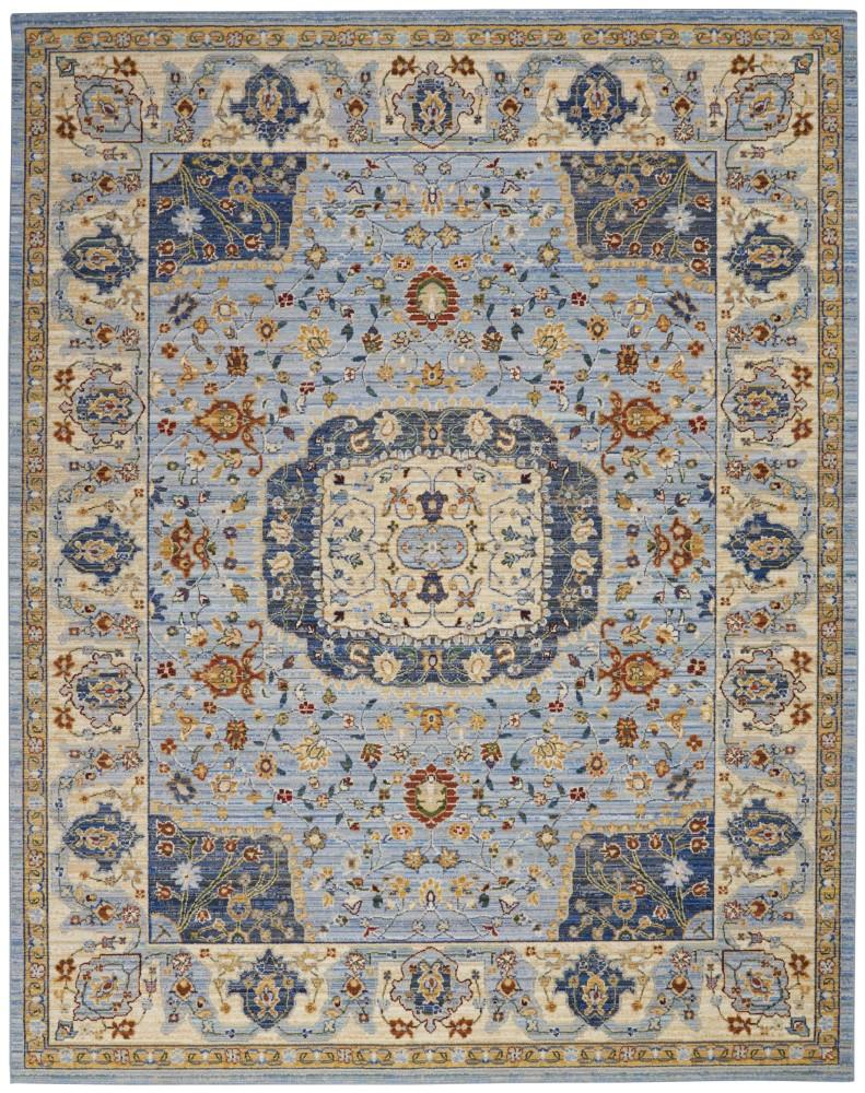 Nourison - Majestic 96in x 128in Light Blue Multicolor Persian Area Rug - MST03-99446713438_CLOSEOUT veiw 1