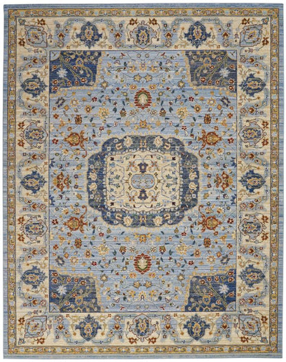 Nourison - Majestic 96in x 128in Light Blue Multicolor Persian Area Rug - MST03-99446713438_CLOSEOUT veiw 1