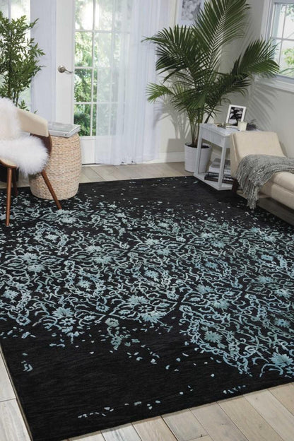Nourison - Opaline OPA06 Black and Blue 56in x 75in Area Rug - OPA06-99446340481_CLOSEOUT veiw 2