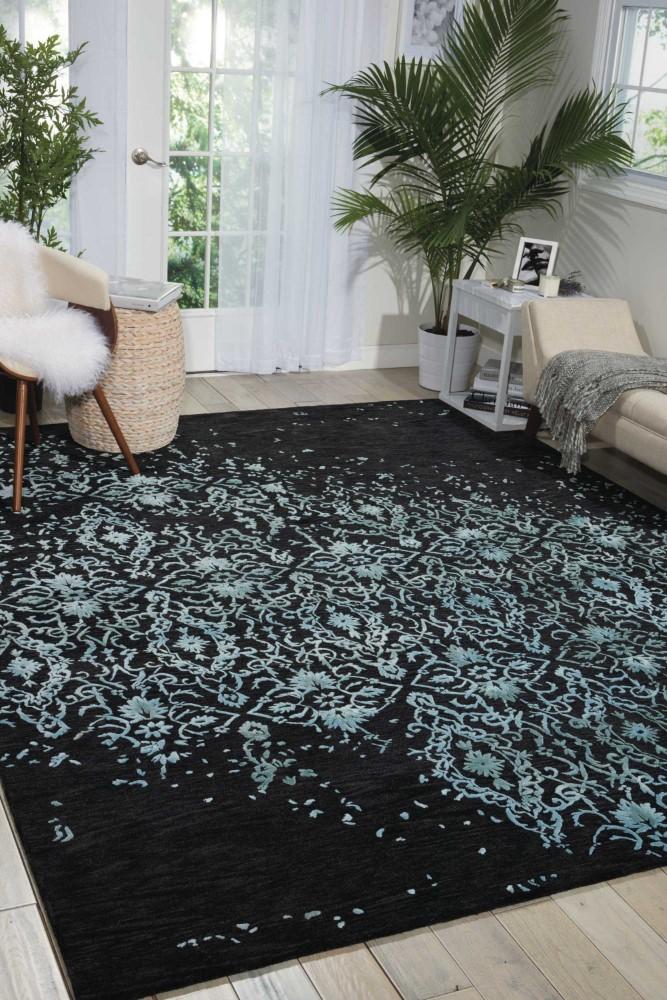 Nourison - Opaline OPA06 Black and Blue 99in x 139in Oversized Rug - OPA06-99446340382_CLOSEOUT veiw 2