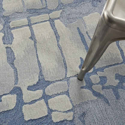 Nourison - Symmetry SMM04 Blue and Bone 53in x 79in Area Rug - SMM04-99446495488 - CLOSEOUT veiw 3