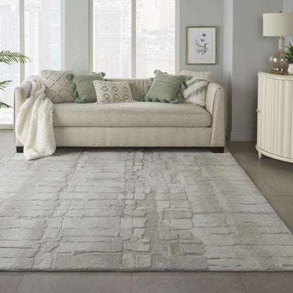Nourison - Symmetry SMM04 Ivory and Beige 86in x 116in Oversized Textured Rug - SMM04-99446495723 veiw 2