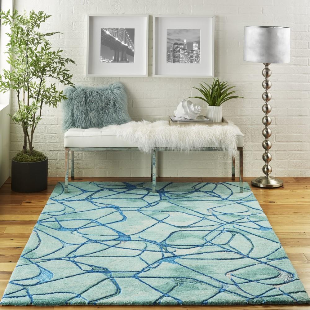 Nourison - Symmetry SMM05 Aqua 39in x 59in Area Rug - SMM05-99446495815_CLOSEOUT veiw 2